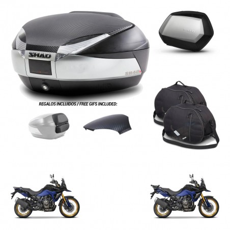 SHAD Maletas SH35 PREMIUM + soporte montaje baul SH48 tapa respaldo accesorios KIT-475800