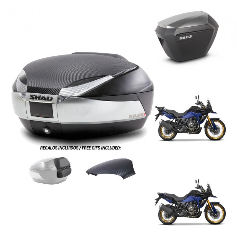 SHAD Maletas sh23 alu + soporte montaje baul SH48 tapa respaldo KIT-475801