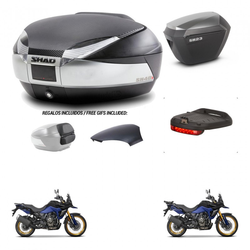 SHAD SH23 alu suitcases + mounting bracket SH48 trunk backrest cover accessories KIT-475807