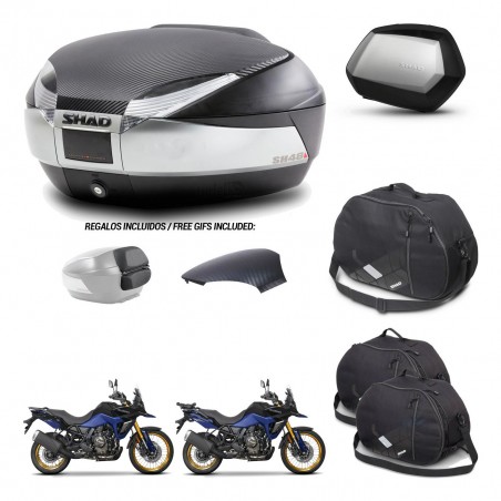 SHAD Maletas SH35 PREMIUM + soporte montaje baul SH48 tapa respaldo accesorios KIT-475812