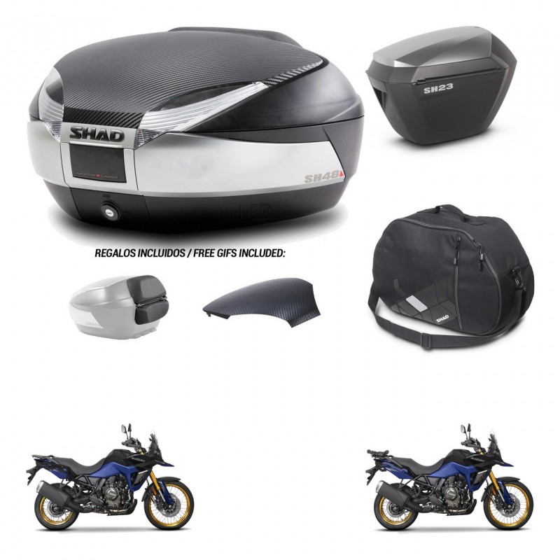 SHAD SH23 alu suitcases + mounting bracket SH48 trunk backrest cover accessories KIT-475813