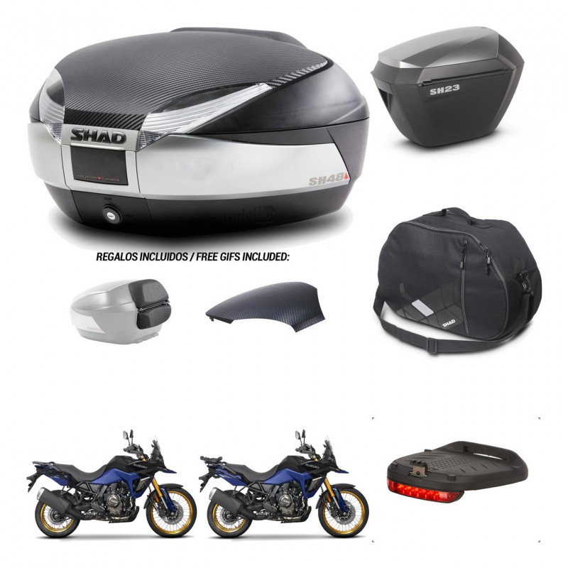 SHAD Maletas sh23 alu + soporte montaje baul SH48 tapa respaldo accesorios KIT-475819