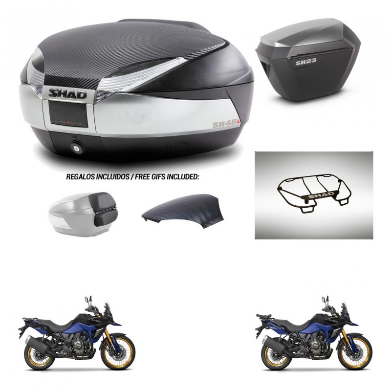 SHAD Maletas sh23 alu + soporte montaje baul SH48 tapa respaldo accesorios KIT-475825