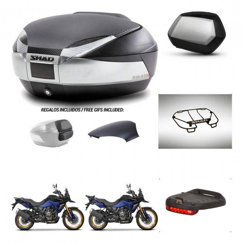 SHAD Maletas SH35 PREMIUM + soporte montaje baul SH48 tapa respaldo accesorios KIT-475829