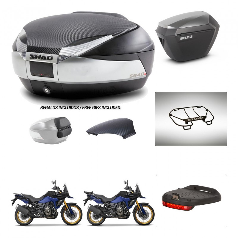 SHAD Maletas sh23 alu + soporte montaje baul SH48 tapa respaldo accesorios KIT-475831