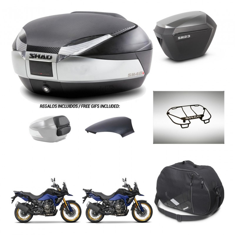 SHAD SH23 alu suitcases + mounting bracket SH48 trunk backrest cover accessories KIT-475837