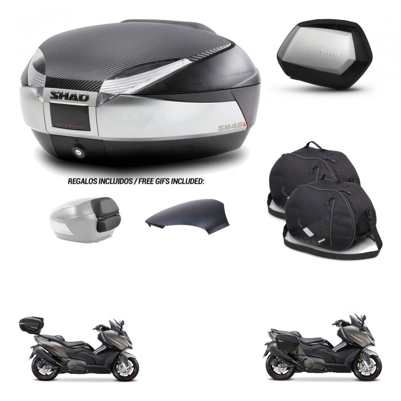 SHAD Maletas SH35 PREMIUM + soporte montaje baul SH48 tapa respaldo accesorios KIT-475896