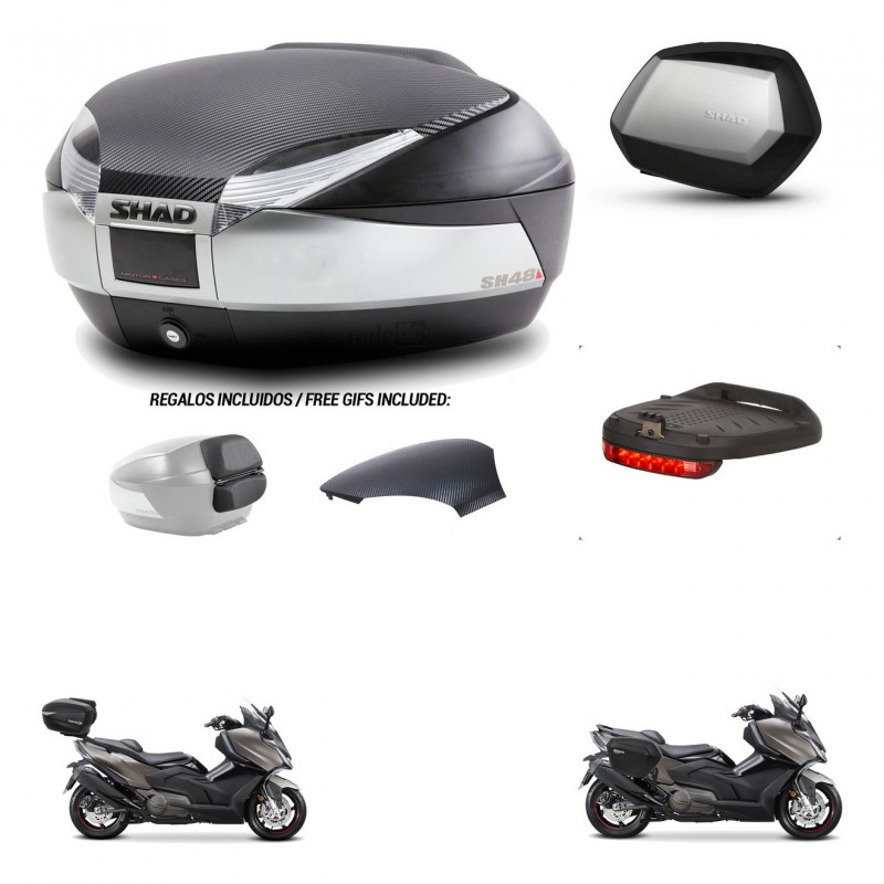 SHAD Maletas SH35 PREMIUM + soporte montaje baul SH48 tapa respaldo accesorios KIT-475901