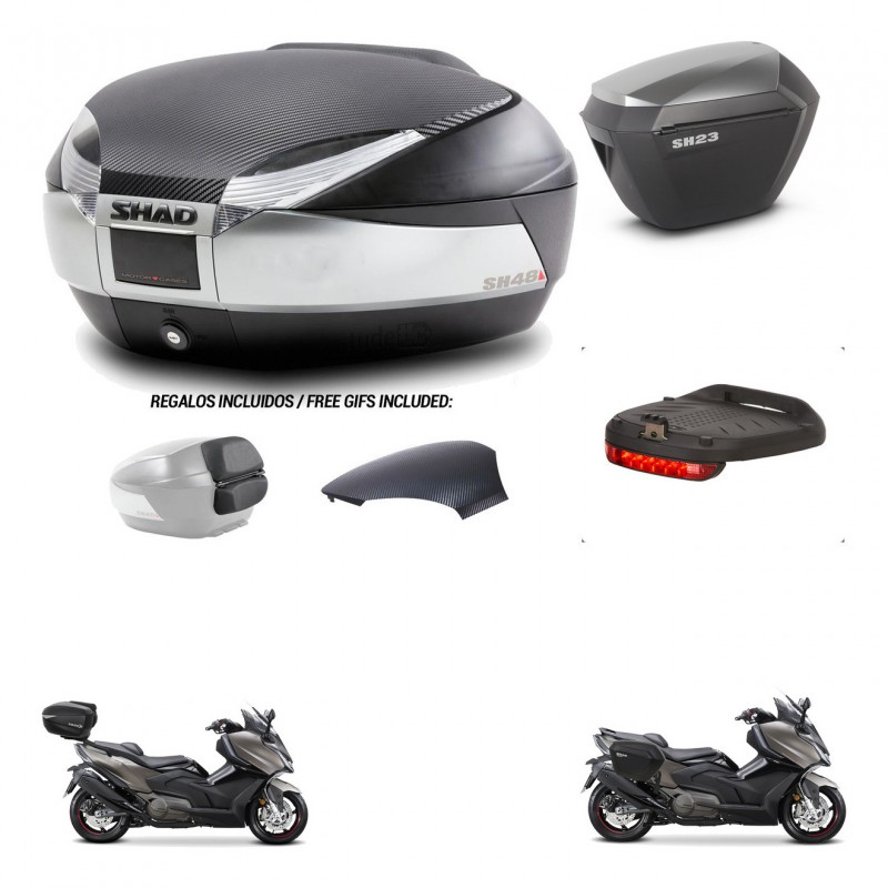 SHAD Maletas sh23 alu + soporte montaje baul SH48 tapa respaldo accesorios KIT-475903