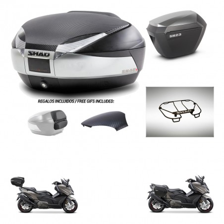 SHAD Maletas sh23 alu + soporte montaje baul SH48 tapa respaldo accesorios KIT-475921