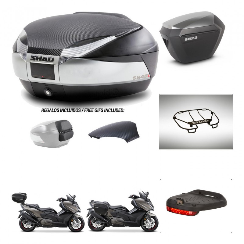 SHAD SH23 alu suitcases + mounting bracket SH48 trunk backrest cover accessories KIT-475927