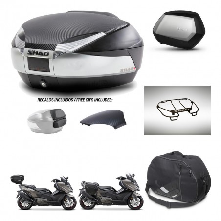 SHAD Maletas SH35 PREMIUM + soporte montaje baul SH48 tapa respaldo accesorios KIT-475931