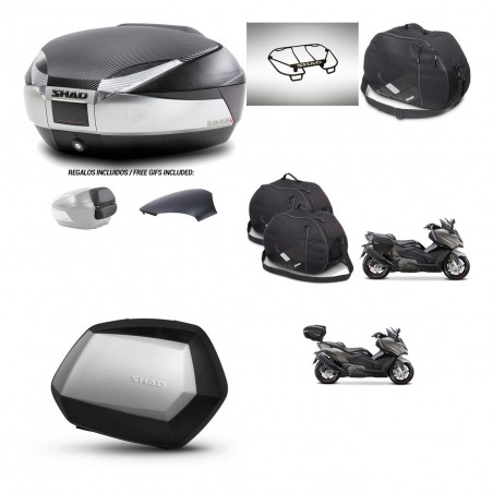 SHAD Maletas SH35 PREMIUM + soporte montaje baul SH48 tapa respaldo accesorios KIT-475932