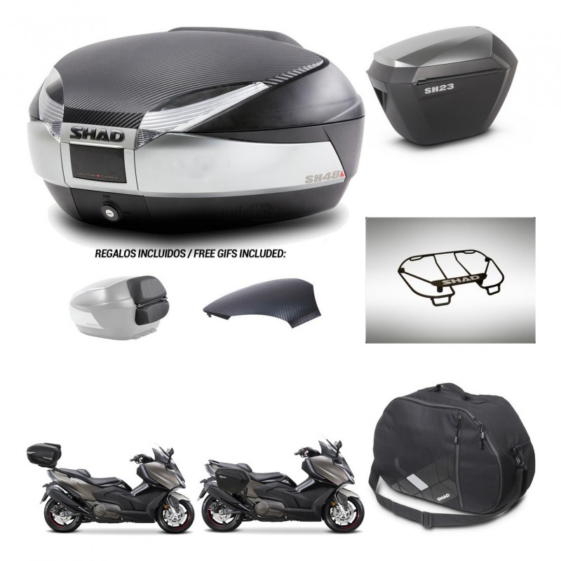 SHAD SH23 alu suitcases + mounting bracket SH48 trunk backrest cover accessories KIT-475933