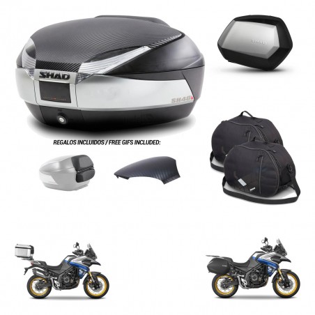 SHAD Maletas SH35 PREMIUM + soporte montaje baul SH48 tapa respaldo accesorios KIT-475944