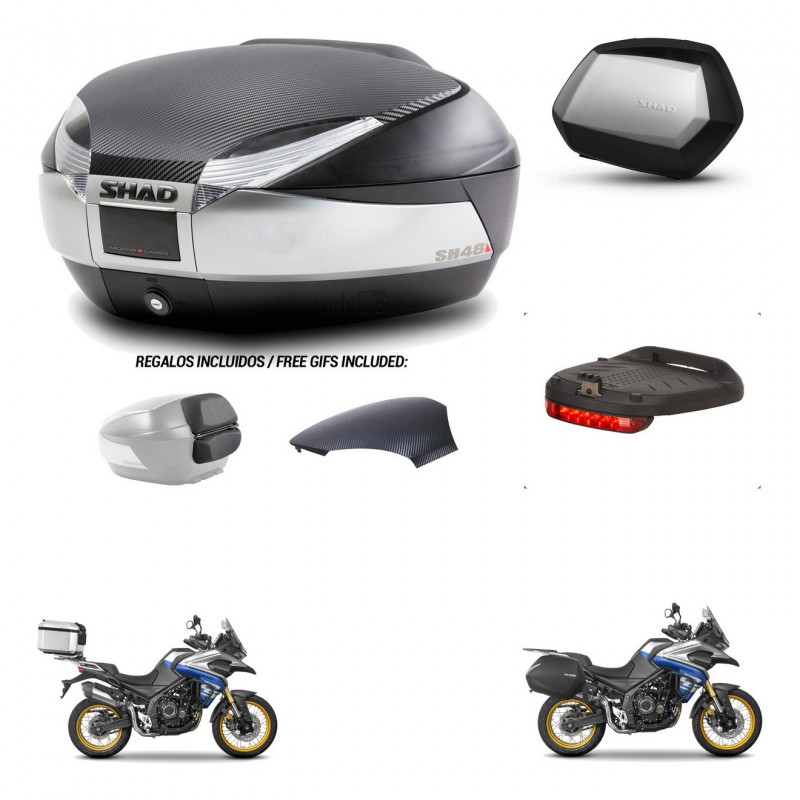 SHAD Maletas SH35 PREMIUM + soporte montaje baul SH48 tapa respaldo accesorios KIT-475949