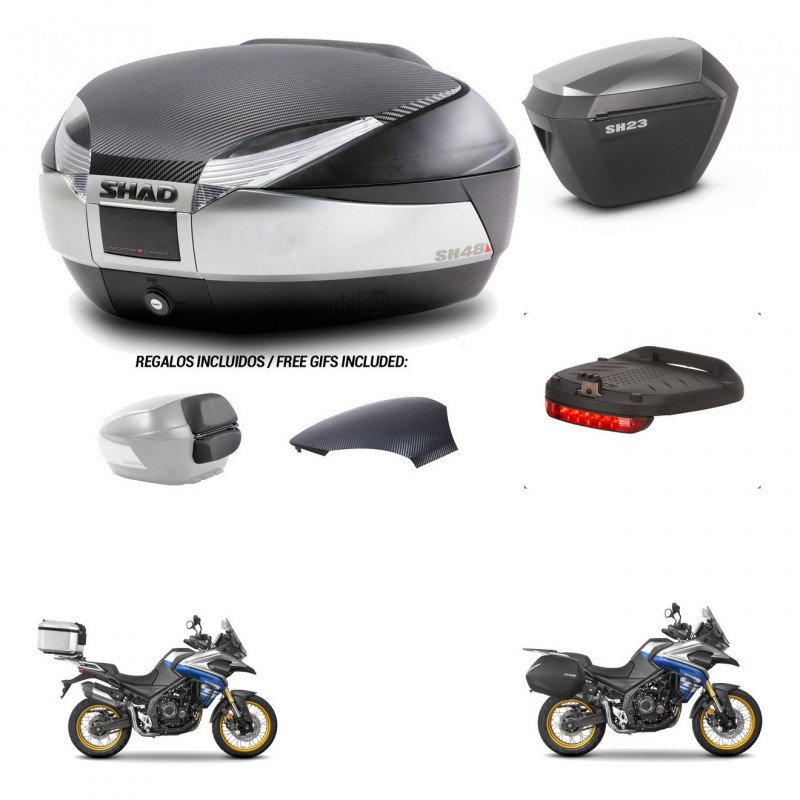 SHAD Maletas sh23 alu + soporte montaje baul SH48 tapa respaldo accesorios KIT-475951