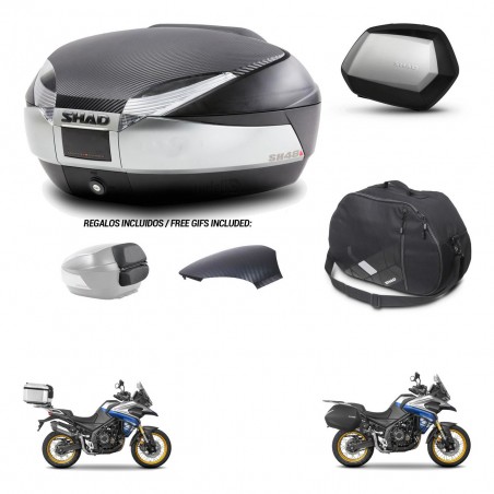 SHAD Maletas SH35 PREMIUM + soporte montaje baul SH48 tapa respaldo accesorios KIT-475955