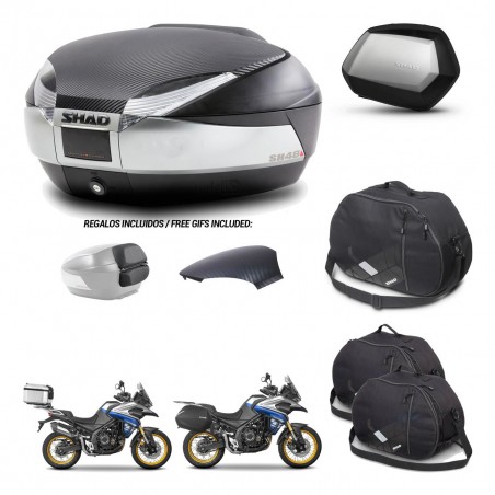 SHAD Maletas SH35 PREMIUM + soporte montaje baul SH48 tapa respaldo accesorios KIT-475956