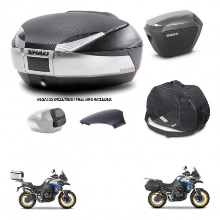 SHAD SH23 alu suitcases + mounting bracket SH48 trunk backrest cover accessories KIT-475957