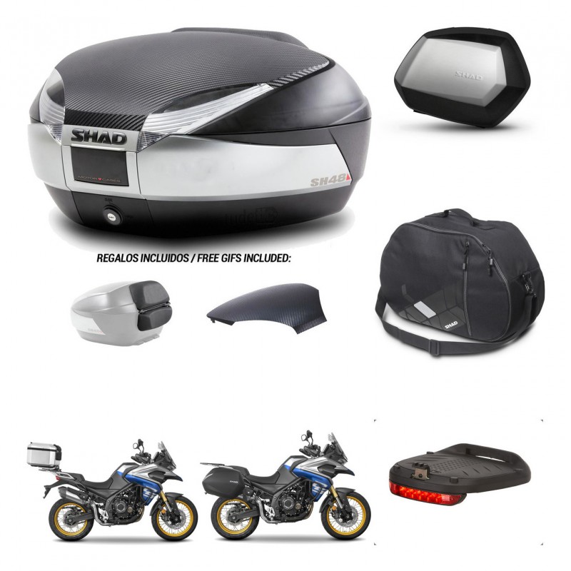 SHAD Maletas SH35 PREMIUM + soporte montaje baul SH48 tapa respaldo accesorios KIT-475961