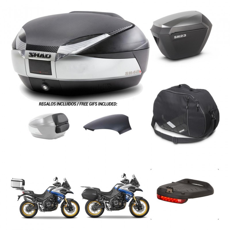 SHAD Maletas sh23 alu + soporte montaje baul SH48 tapa respaldo accesorios KIT-475963