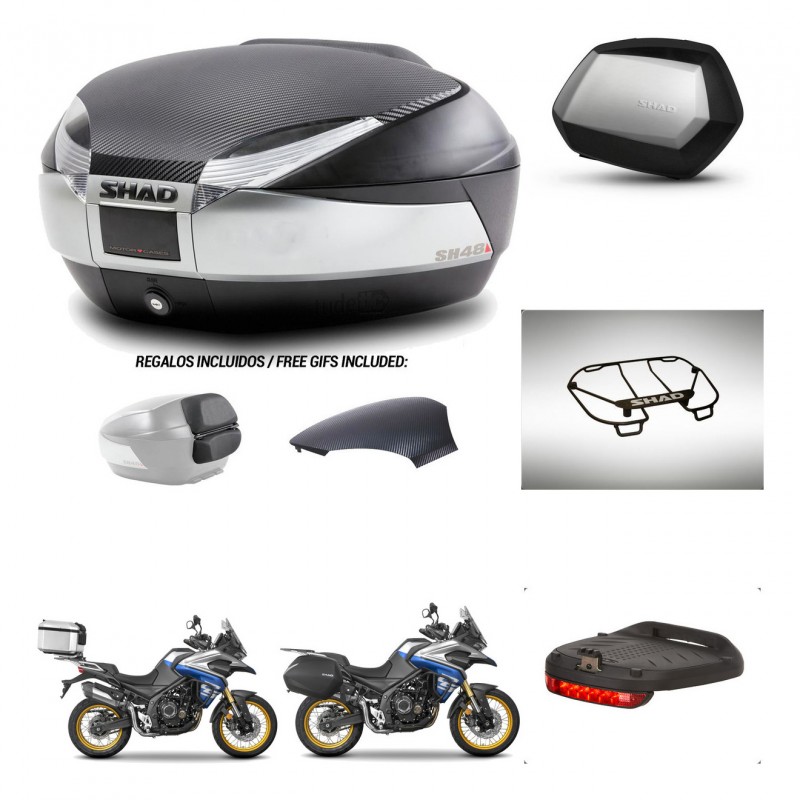 SHAD Maletas SH35 PREMIUM + soporte montaje baul SH48 tapa respaldo accesorios KIT-475973