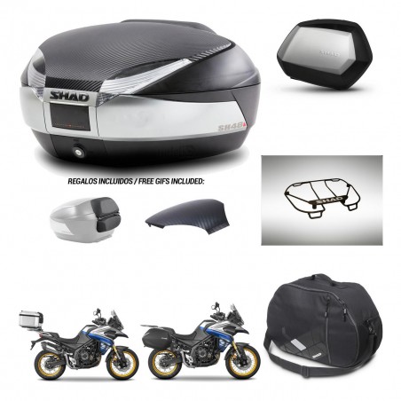 SHAD Maletas SH35 PREMIUM + soporte montaje baul SH48 tapa respaldo accesorios KIT-475979