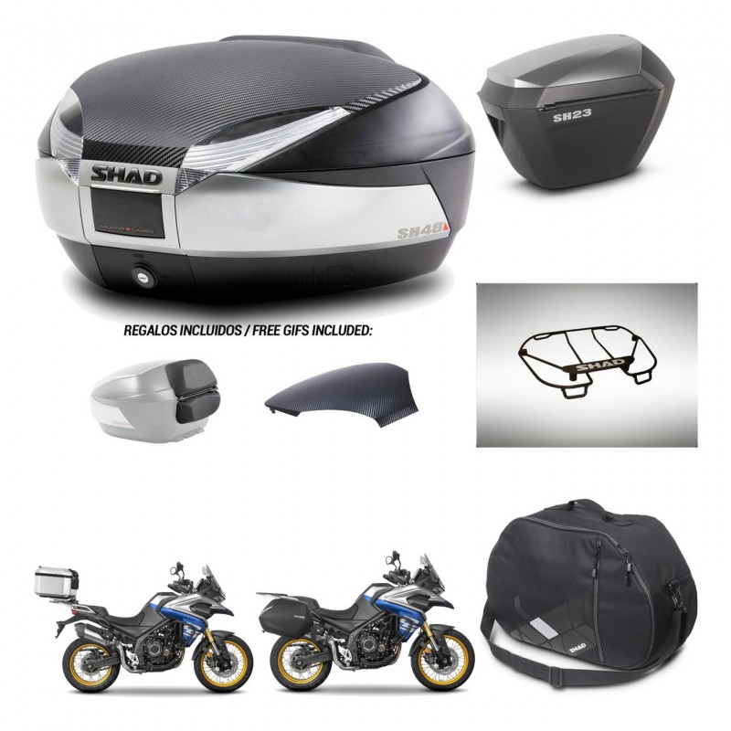 SHAD Maletas sh23 alu + soporte montaje baul SH48 tapa respaldo accesorios KIT-475981