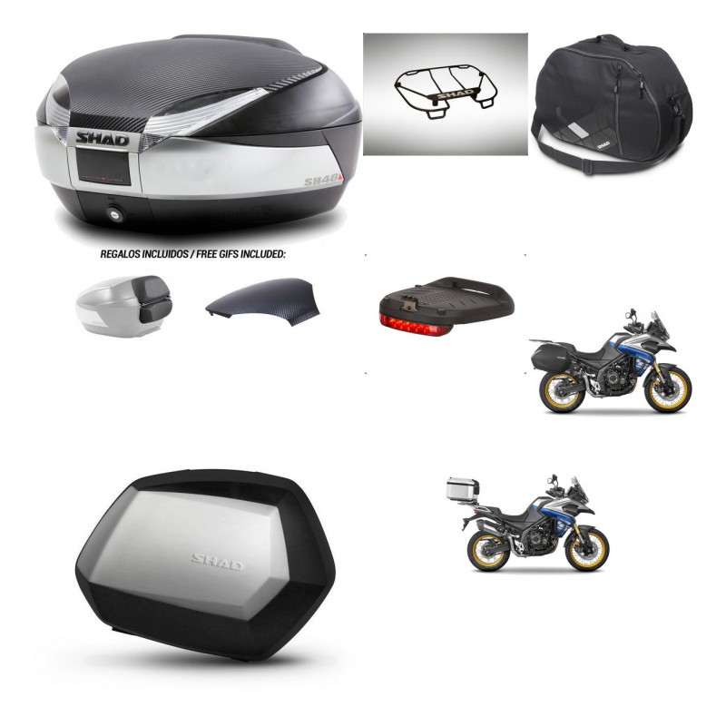 SHAD Maletas SH35 PREMIUM + soporte montaje baul SH48 tapa respaldo accesorios KIT-475985