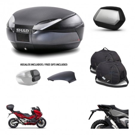 SHAD Maletas SH35 PREMIUM + soporte montaje baul SH48 tapa respaldo accesorios 49 L KIT-475992