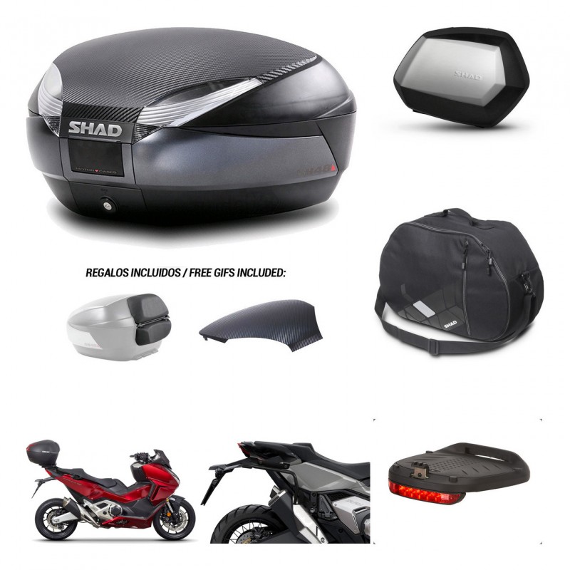 SHAD SH35 PREMIUM suitcases + mounting bracket SH48 trunk backrest cover accessories 49 L KIT-476009