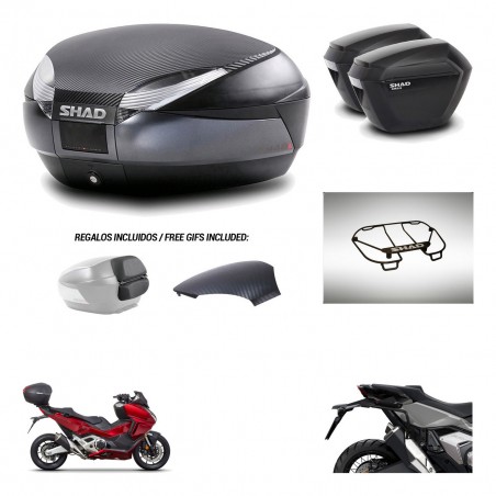 SHAD Maletas sh23 + soporte montaje baul SH48 tapa respaldo accesorios 49 L KIT-476014