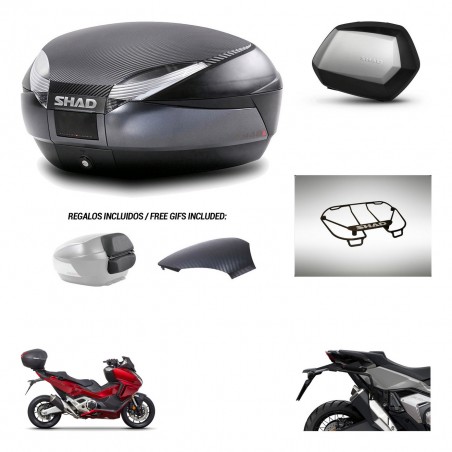 SHAD SH35 PREMIUM suitcases + mounting bracket SH48 trunk backrest cover accessories 49 L KIT-476015