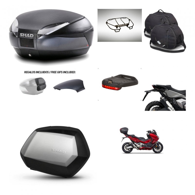 SHAD SH35 PREMIUM suitcases + mounting bracket SH48 trunk backrest cover accessories 49 L KIT-476022