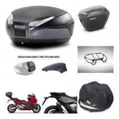 SHAD SH23 alu suitcases + mounting bracket SH48 trunk backrest cover accessories 49 L KIT-476029