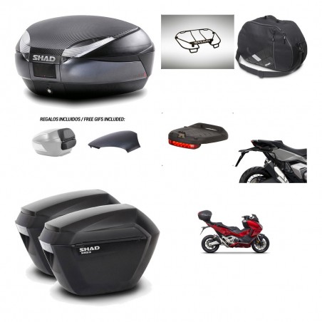 SHAD Maletas sh23 + soporte montaje baul SH48 tapa respaldo accesorios 49 L KIT-476032