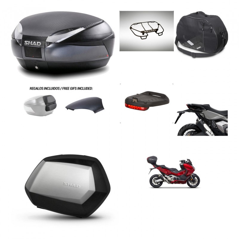 SHAD SH35 PREMIUM suitcases + mounting bracket SH48 trunk backrest cover accessories 49 L KIT-476033