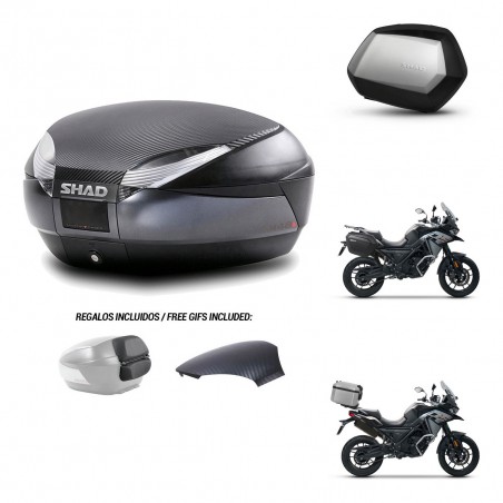 SHAD Maletas SH35 PREMIUM + soporte montaje baul SH48 tapa respaldo 49 L KIT-476039