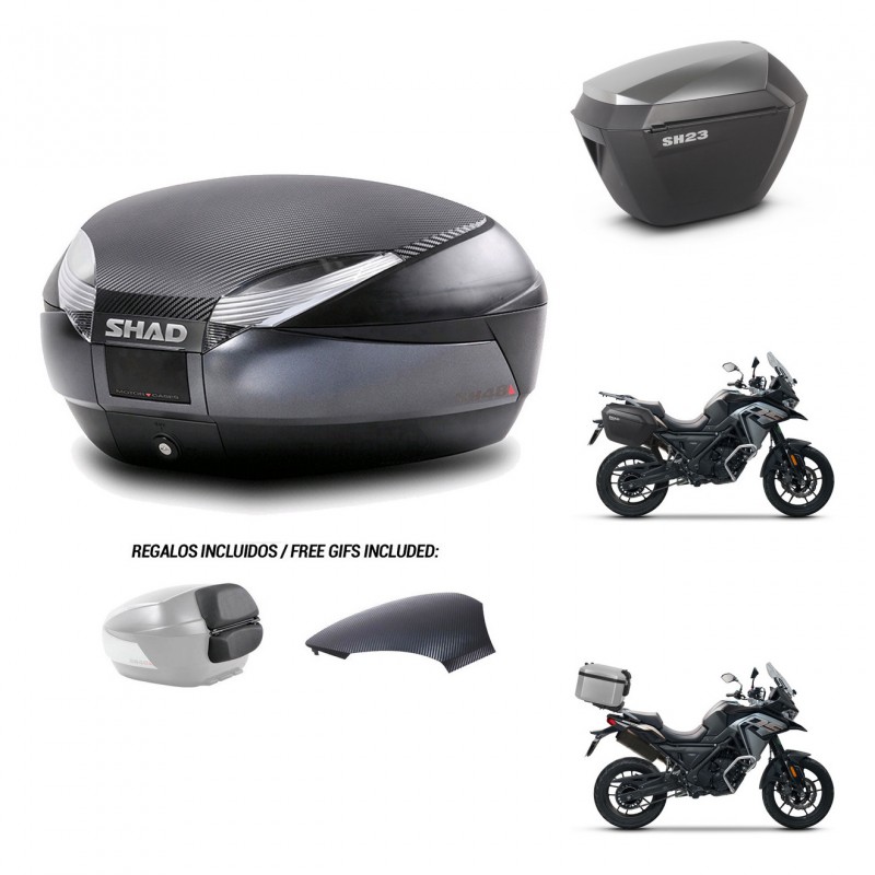 SHAD SH23 alu suitcases + mounting bracket SH48 trunk backrest cover 49 L KIT-476041