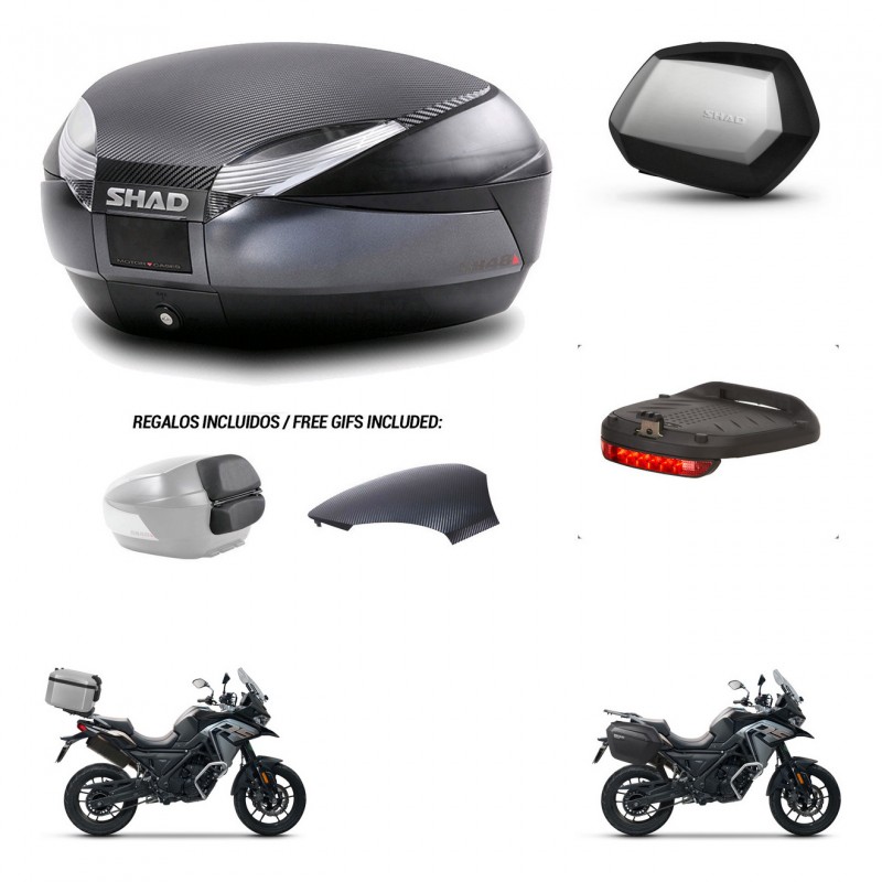 SHAD Maletas SH35 PREMIUM + soporte montaje baul SH48 tapa respaldo accesorios 49 L KIT-476045