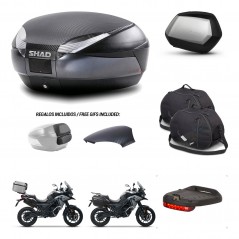 SHAD Maletas SH35 PREMIUM + soporte montaje baul SH48 tapa respaldo accesorios 49 L KIT-476046