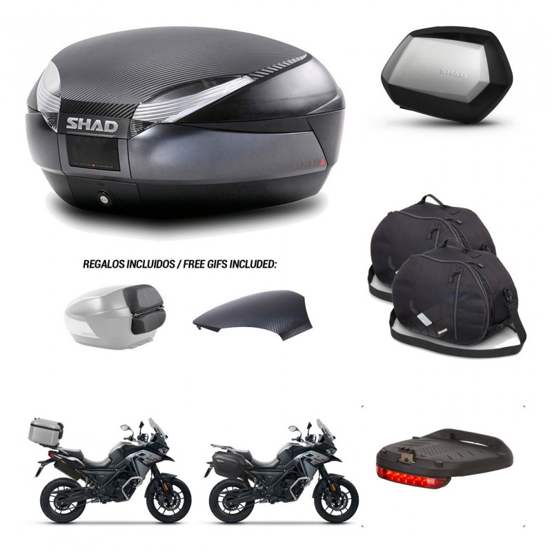 SHAD Maletas SH35 PREMIUM + soporte montaje baul SH48 tapa respaldo accesorios 49 L KIT-476046