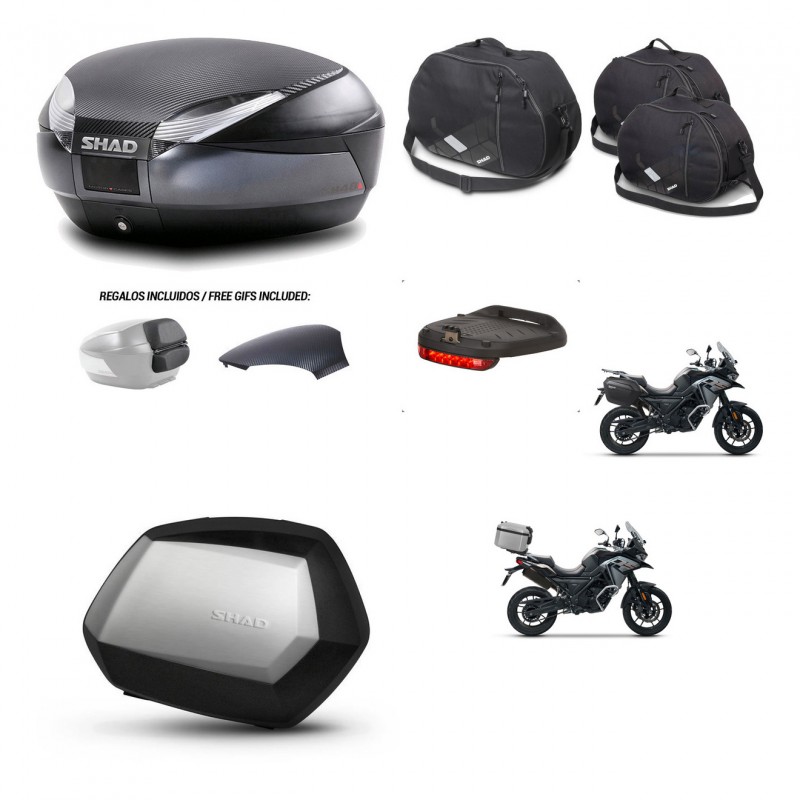 SHAD Maletas SH35 PREMIUM + soporte montaje baul SH48 tapa respaldo accesorios 49 L KIT-476058