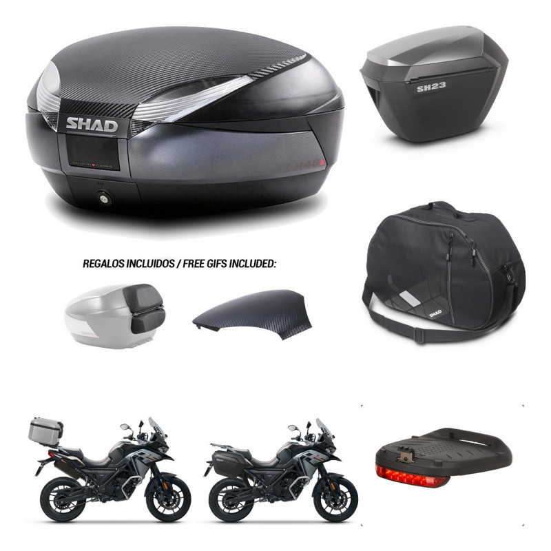 SHAD SH23 alu suitcases + mounting bracket SH48 trunk backrest cover accessories 49 L KIT-476059