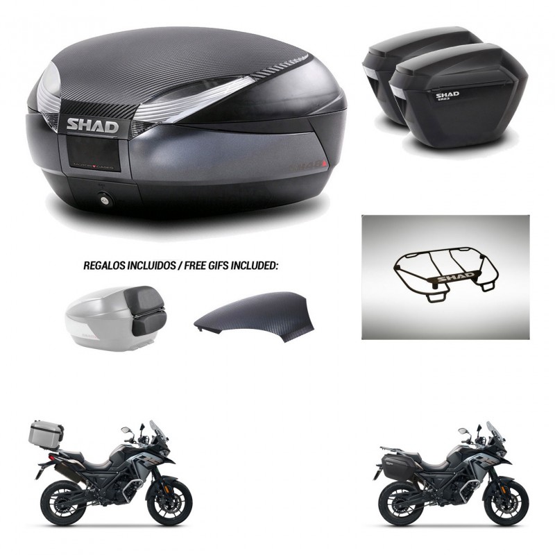 SHAD Maletas sh23 + soporte montaje baul SH48 tapa respaldo accesorios 49 L KIT-476062