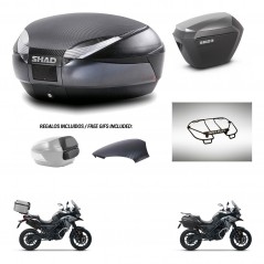 SHAD SH23 alu suitcases + mounting bracket SH48 trunk backrest cover accessories 49 L KIT-476065