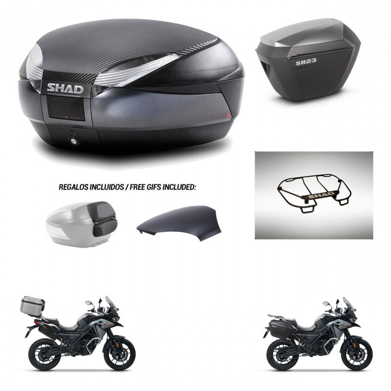 SHAD SH23 alu suitcases + mounting bracket SH48 trunk backrest cover accessories 49 L KIT-476065