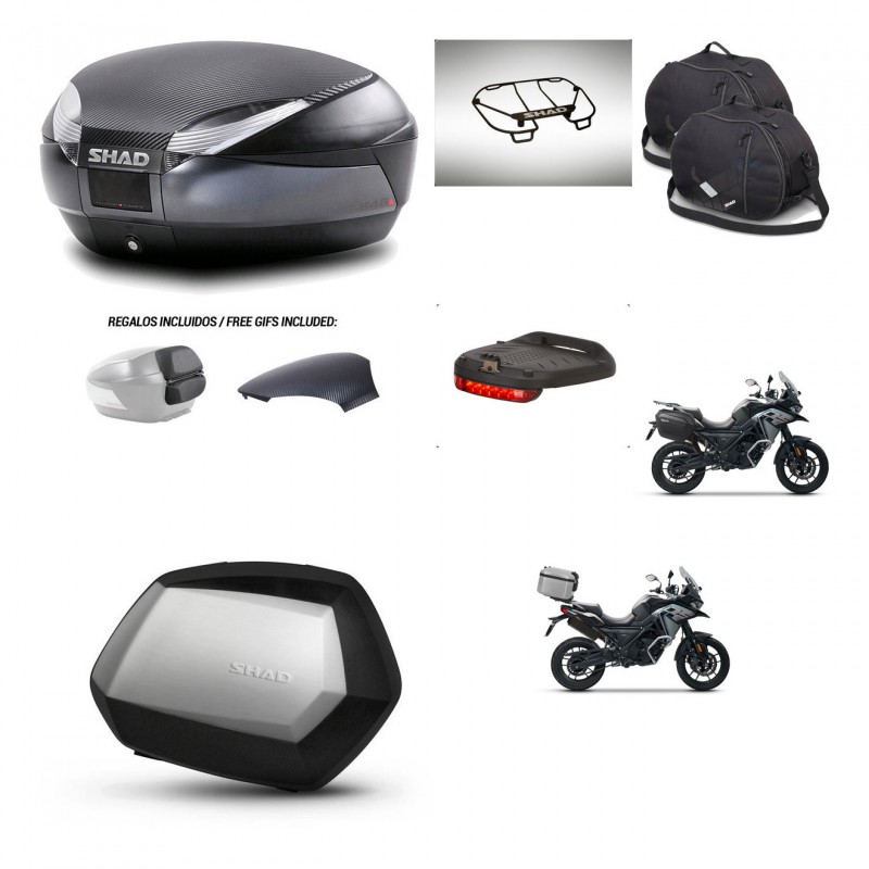 SHAD Maletas SH35 PREMIUM + soporte montaje baul SH48 tapa respaldo accesorios 49 L KIT-476070