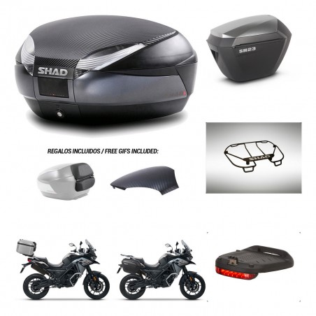 SHAD SH23 alu suitcases + mounting bracket SH48 trunk backrest cover accessories 49 L KIT-476071